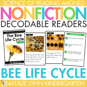 Preview of Bee Life Cycle Differentiated Nonfiction Decodable Reader Science of Reading K-2