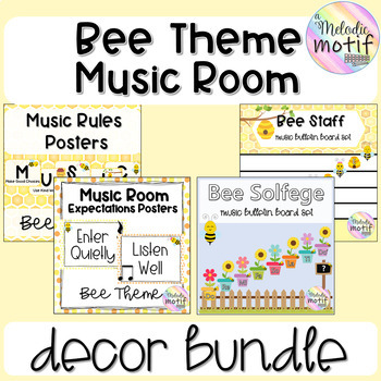 Preview of Music Classroom Decor Bundle: Bee Theme for the Elementary Music Classroom