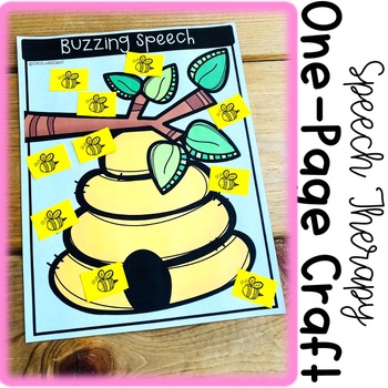 Preview of Bee No Prep Speech Therapy Cut and Paste Activity | One Page Articulation Goals