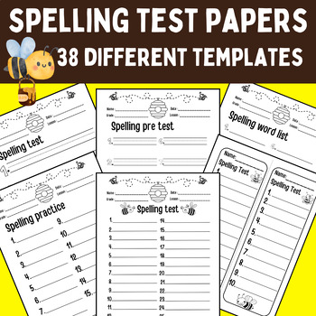 Preview of Spring Bee Spelling Test Paper Template 5 \10 \ 15 \ 20 \ 25 Words