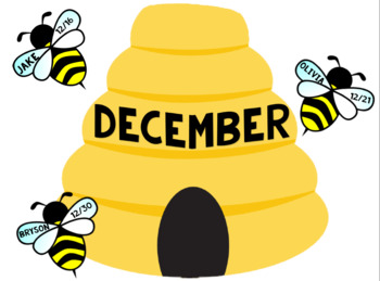 Preview of Bee Theme Birthday Display- Editable Birthday Wall