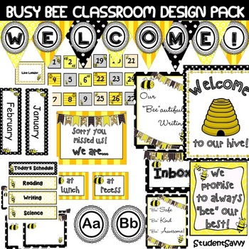 Preview of Bee Classroom Decor (Editable)