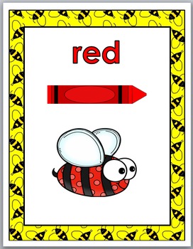 Preview of Bee Theme Classroom Decor Color Word Posters