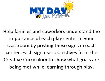 Preview of Bee Theme Play Center Descriptions