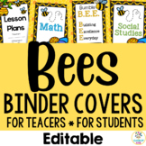 Bee Theme:  Teacher & Student Binder Covers- Grades, Lesso