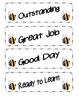 Preview of Bee Themed Behavior Clip Chart Packet