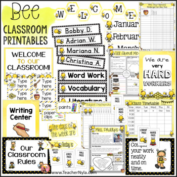 Preview of Bee Themed Classroom Decor Full Bundle