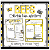 Bee Themed Editable Classroom Monthly Newsletter Templates