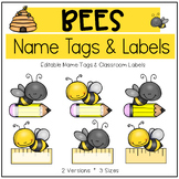 Bee Themed Editable Name Tags & Labels Classroom Decor