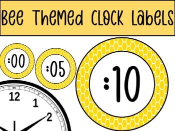 Preview of Bee Themed Honeycomb Clock Labels