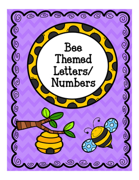 Preview of Bee Themed Classroom Letters and Numbers Decor