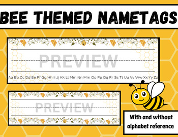 Preview of Bee Themed Nametags - Bee Nameplate - Bee Theme Tags for Student's Desk