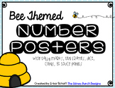 Bee Themed Number Posters with blue polka dots