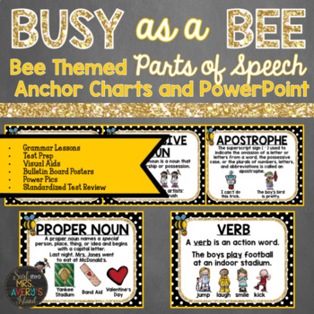 Preview of Bee Themed Parts of Speech Anchor Charts
