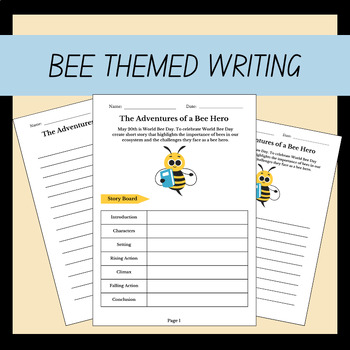 Preview of Bee Themed Short Story Creative Writing Worksheet for Grade 7
