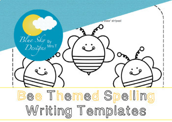 Preview of Fun Bee Themed Spelling Word Writing Templates