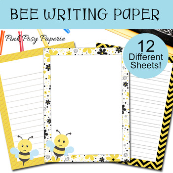 Preview of Bee Writing Paper - Lined and Unlined - Research Writing Paper