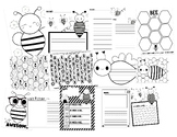 Bee Writing Paper | Coloring Prompt | Spring Activity Temp