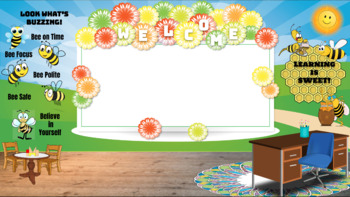 Preview of Bee themed Virtual Classroom Background