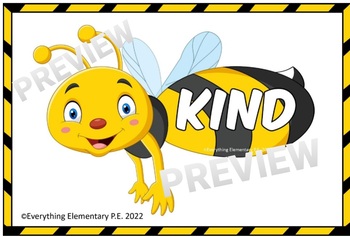 Preview of Bee w/ Border...... Physical Education SEL --- Bulletin Board (20 Total Signs)