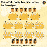Bee with Daisy become Honey Ten frame template, Ten frame clipart