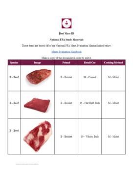 Preview of Beef Meat ID Table of Reference Pictures for FFA Meat Evaluation CDE