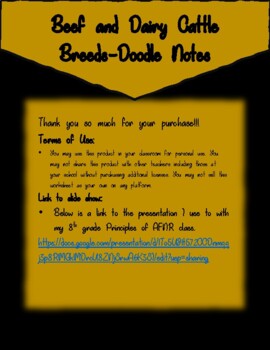 Preview of Beef and Dairy Cattle Breeds - Doodle Notes