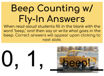 Preview of Beep Counting to 20 - Answers Fly in to Complete the Sequence