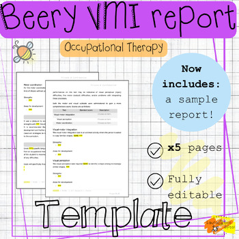 Preview of Beery Buktenica VMI | Assessment report template | OT | Occupational therapy