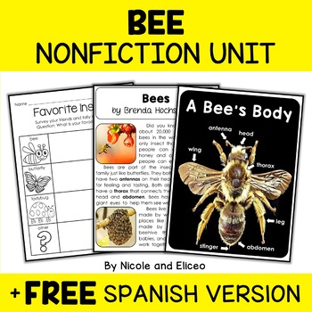 Preview of Bee Activities Nonfiction Unit + FREE Spanish