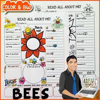 Preview of Bees All About Me Worksheet {Dollar Deals Paper/Poster/Printable/Page}