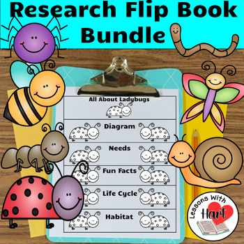 Preview of Bees, Bugs, Butterfly Research Flip Book BUNDLE Printable Primary Books