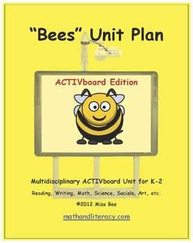Preview of "Bees" Common Core Aligned Math and Literacy Unit - ACTIVboard EDITION