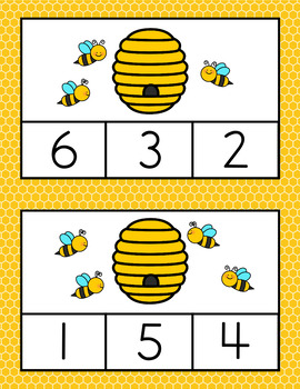Bees Counting Clip Cards by Too Cute Printables | TPT