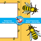 Bees & Honeycomb Clip Art — Backgrounds, Page Frames & Bees