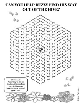 Preview of Maze Bees Puzzle Worksheet