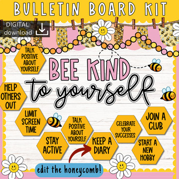 Preview of Bees - Mental Health Bulletin Board Kit - Classroom Kindness