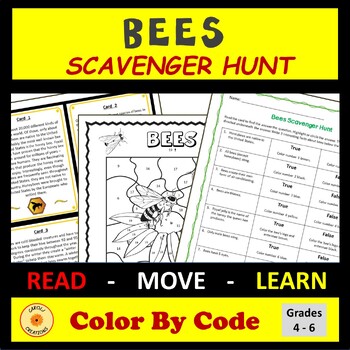 Preview of Bees Scavenger Hunt with Color By Code Worksheet