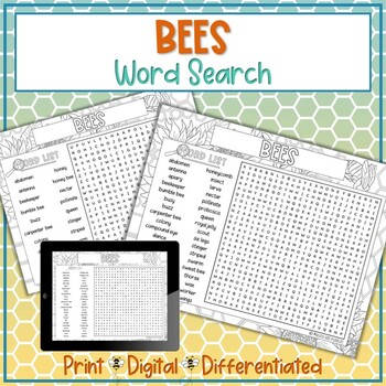 Preview of Bees Word Search Puzzle Activity