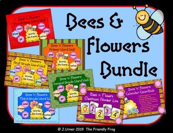 Preview of Bees 'n' Flowers Classroom Decor Bundle