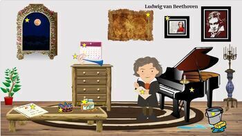 Preview of Beethoven Interactive Room - Google Slides Distance Learning