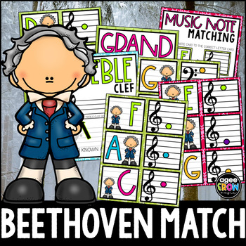 Preview of Beethoven Music Notes Matching Flashcard Fun!  December, Winter Activities