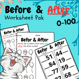Befor and After Number 0-100 Worksheets Pack
