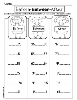 Before, After & Between (missing numbers) Differentiated by 123kteach