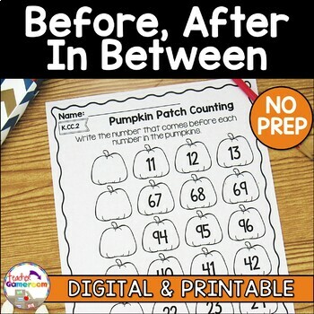 Preview of Numbers Before and After Fall Worksheets 1 - 100 - Missing Numbers Activities