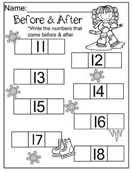 Before & After Numbers 1-20 Freebie for PreK/K/Special Education