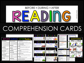 Preview of Before, During, After Reading Comp Cards (RL 1 Ask & Answer Questions)