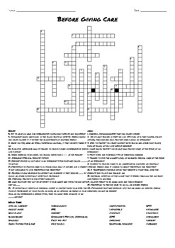 Before Giving Care First Aid Chapter 1 crossword vocabulary builder