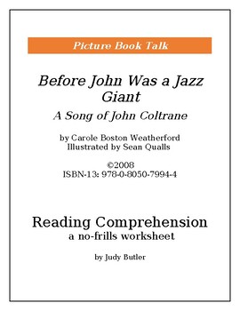 Preview of Before John Was a Jazz Giant-A Song of John Coltrane: Reading Comprehension