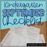 Checklist for Organizing and Planning Kindergarten Septemb